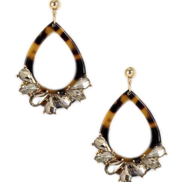 Acetate Rhinestone Teardrop Dangle Earring - Picture 3 of 5
